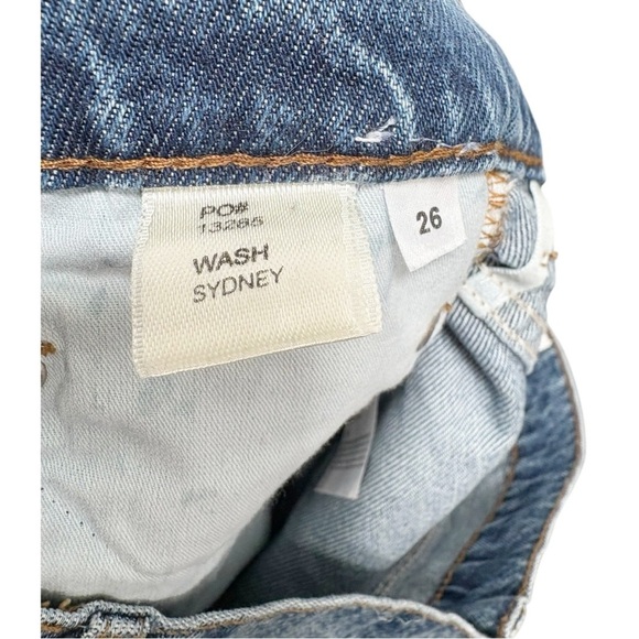 Reformation High Waist Wide Straight Leg Cropped Raw Hem Jeans Size 26 - Picture 8 of 9